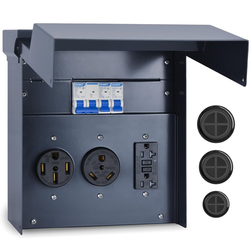 RV Electrical Panel with Break - Outdoor Power Receptacle Box review and price