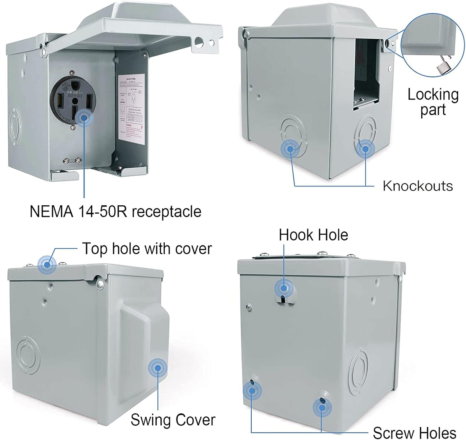 30/50 Amp 125/250 Volt RV Powe - Outdoor Power Receptacle Box review and price